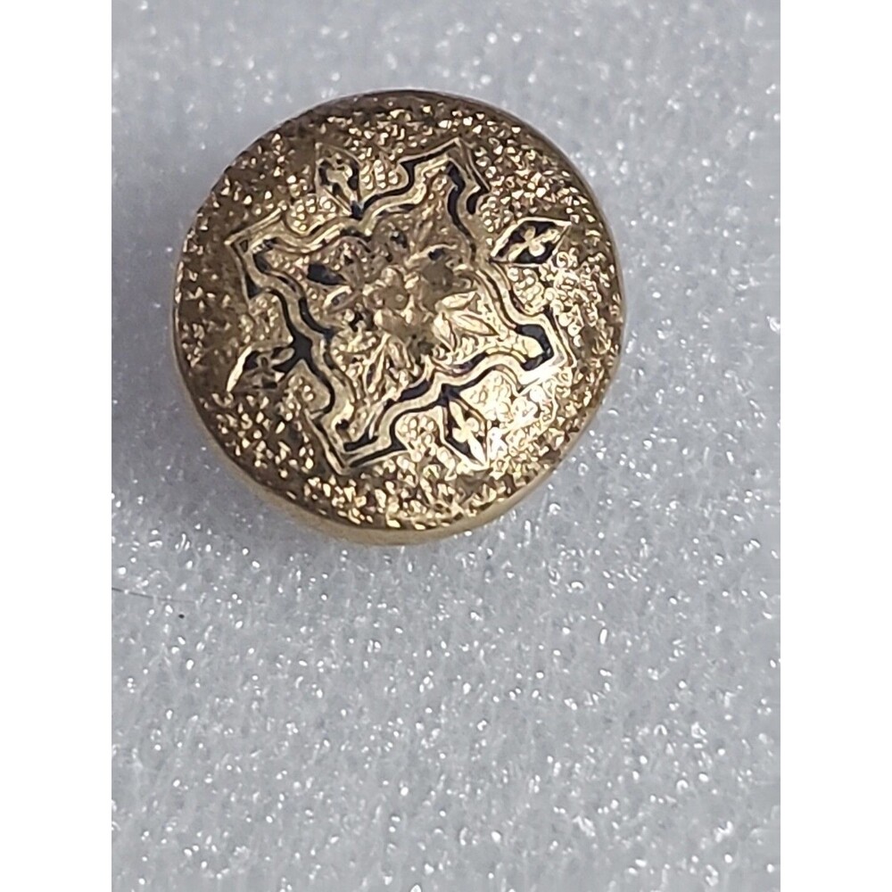 Vintage Brass Tone Etched Floral Metal Button ¾” Shank Art Nouveau Style - Picture 4 of 10